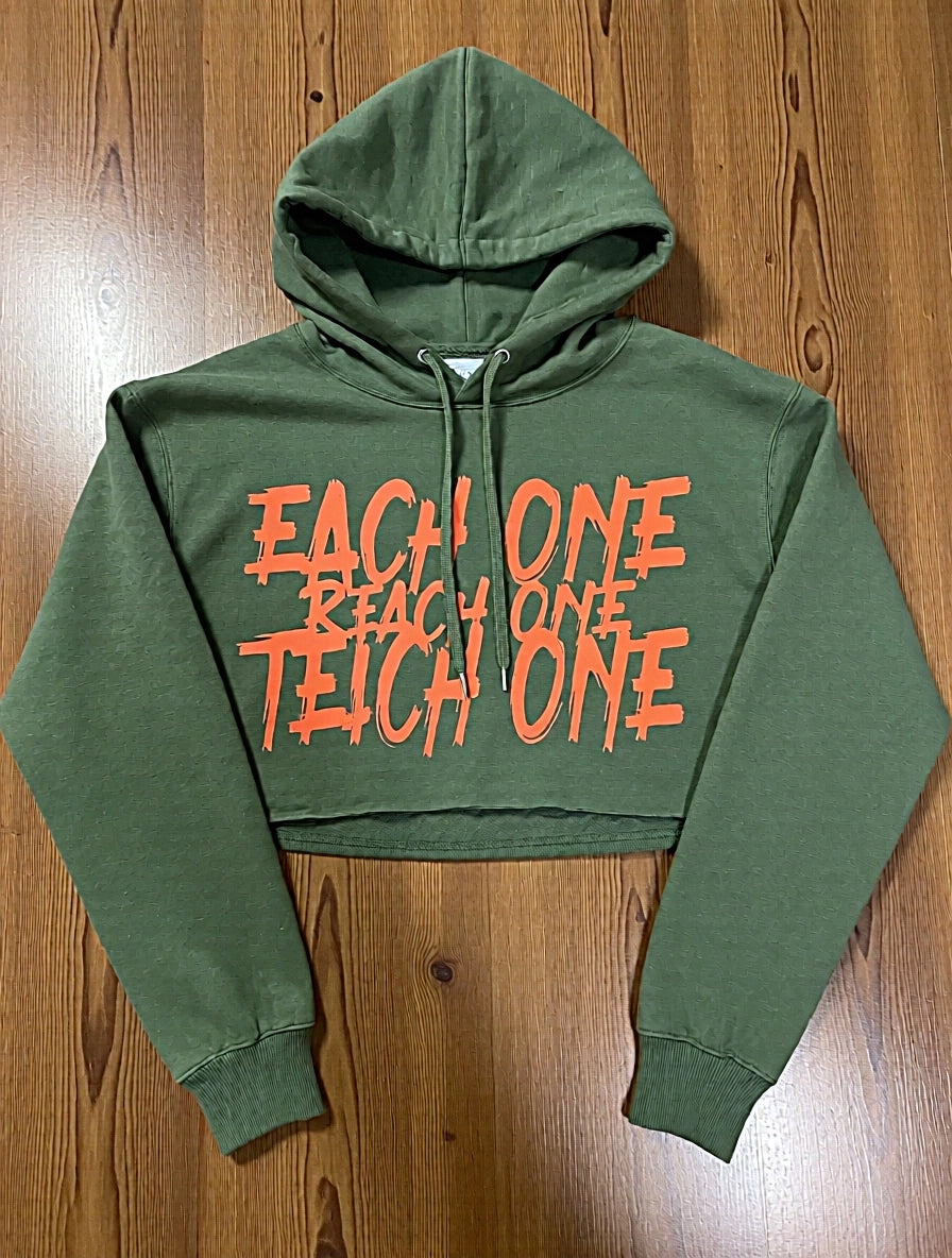 Solid "Army&Orange" EOROTO Crop Hoodie (1 of 1)