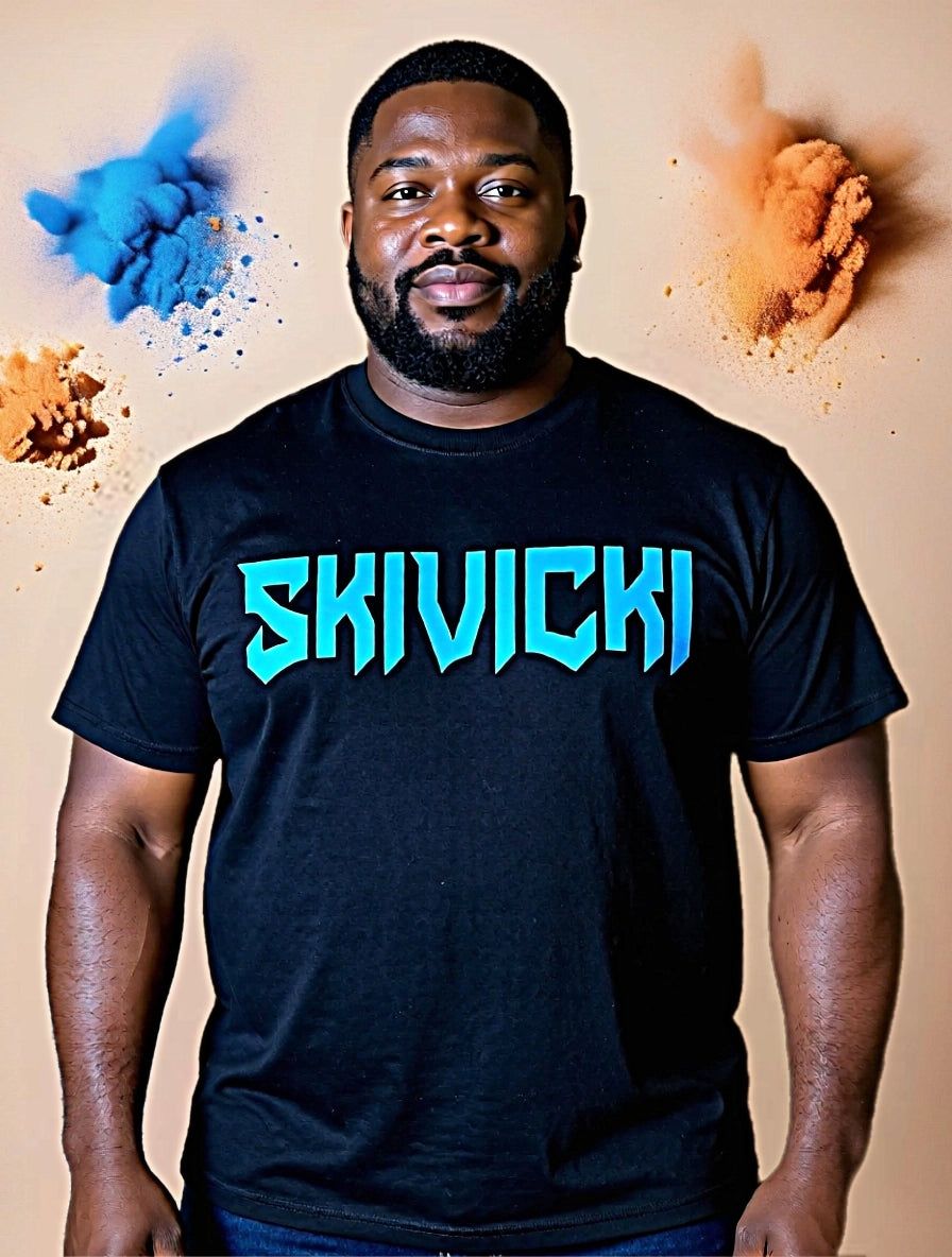 SkiVicki Black & Carolina Blue T-shirt