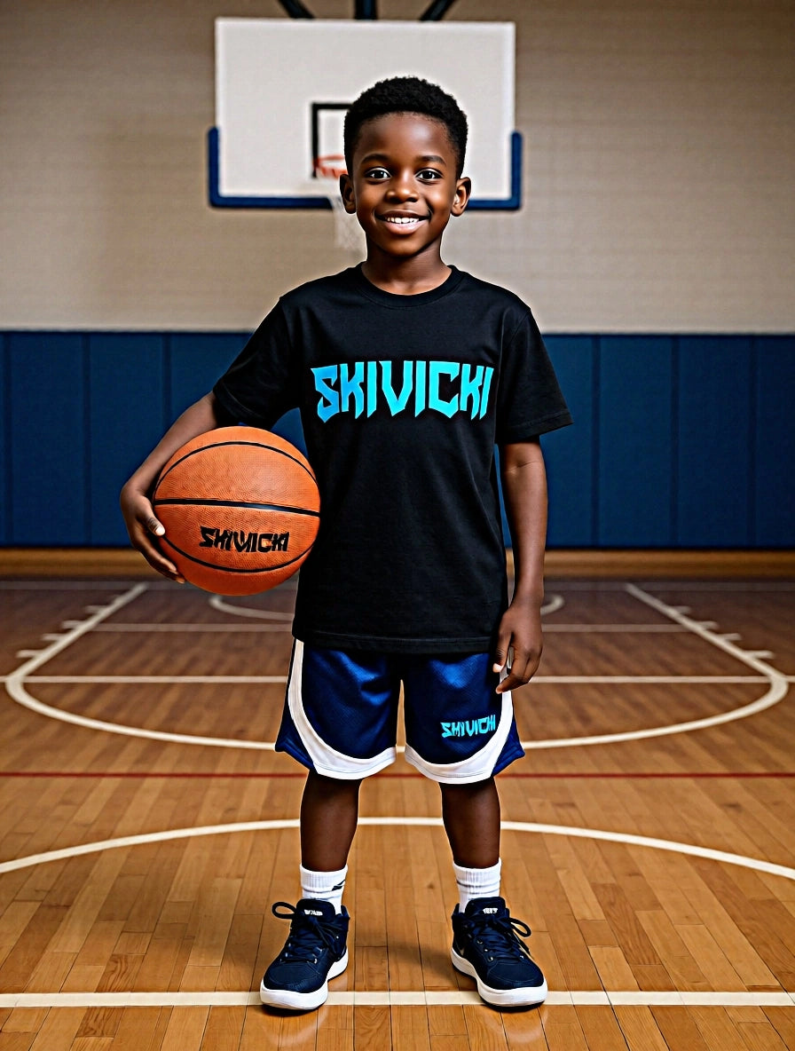 SkiVicki Black & Carolina Blue T-shirt